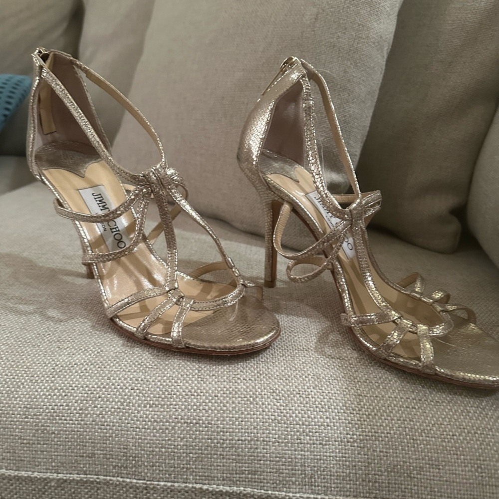 Jimmy Choo Gold Strappy Heels